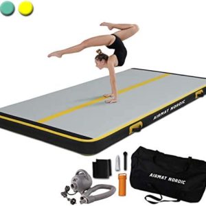 AirMat Nordic Carbon Air Mat Tumble Track 10ft/13ft/16ft/20ft/26ft with Electric Air Pump, Inflatable Gymnastics Mat for Home, Best for Gymnastics, Cheerleading - 5ft Wide and 6" Thick, Tumbling Mat