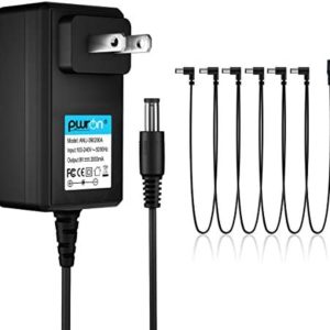PwrON Guitar Pedal Power Supply Output 9V DC 1A(1000mA) Tip Negative with Right-Angle 6 Way Daisy Chain Cables Fits Boss/Digitech/Behringer/MXR/Ibanez/Zoom/EBS/Guyatone/BIYANG/JOYO