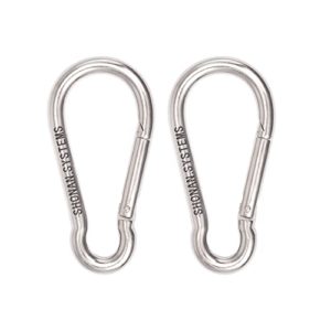SHONAN.SYSTEMS 4 Inch Carabiner Clips- 2 Pack Heavy Duty Stainless Steel Spring Snap Hook D Ring Carabiners for Outdoor Camping, Swing, Hammock, Hiking, 400lbs Capacity
