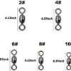 Barrel Swivels Fishing Tackle Kit, 300pcs Crane Ball Bearing Fishing Swivel with Solid Ring Black Stainless Steel Fishing line Hook Connector Fishing Gear Accessories for Saltwater Freshwater - Image 2