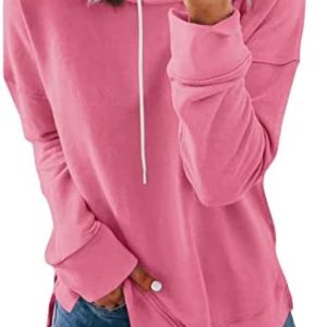 FAMOORE Womens Sweatshirt Jacket Women Casual Comfortable Loose Crew Neck Hooded Solid Color Pullover Sweatshirt Women