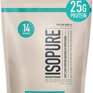 Isopure Protein Powder, Whey Protein Isolate Powder, 25g Protein, Low Carb & Keto Friendly, Naturally Sweetened & Flavored, Flavor: Tahitian Vanilla, 1 Pound