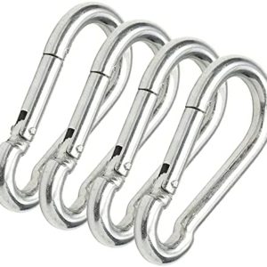 Carabiner Clip Heavy Duty Hook - 4 Pack Spring Snap D Ring 3.2 Inch Caribeener Clips Mountain Climbing Clips Stainless Steel Keychain Caribeaners YOKELLMUX