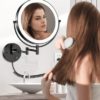 Gospire 9” Wall Mounted Lighted Makeup Vanity Mirror with 3 Color Lights & Stepless Dimming, 1X/10X Magnifying LED Double Sided Bathroom Touch Sensor Extendable Arm 360° Swivel Shaving Cosmetic Mirror - Image 7
