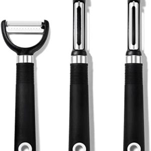 Rainspire 3-Piece Peeler Set, Premium Swivel Vegetable Peeler, Kitchen Gadgets Apple Peeler Potato Peeler Veggie Peeler Fruit Peeler, Dishwasher Safe Kitchen Accessories, Black