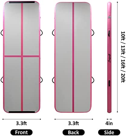 Jospolf Air Tumbling Mat Tumble Track,10ft/13ft/16ft/20ft Inflatable Gymnastics Air Mat for Gymnastics Training/Home Use/Yoga/Water Gymnastics Track With Pump - Image 3