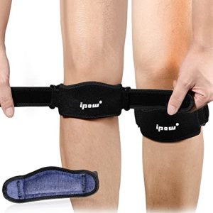 IPOW 2 Pack Thickened Pad & Wide Patella Knee Strap, Pain Relief Patellar Tendon Support, Adjustable Brace Band for Basketball, Running, Jumpers Knee, Volleyball, Tendonitis, Arthritis