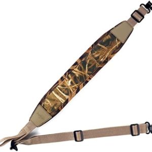 HUNTPAL Classic Style Camo Gun Shotgun Rifle Sling with Removable Metal Swivels and Thumb Loop, Universal Heavy Duty Durable Stretch Shoulder Padded Rifle Shotgun Camouflage Strap with Length Adjuster