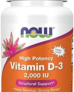 NOW Supplements, Vitamin D-3 2,000 IU, High Potency, Structural Support*, 240 Softgels