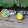 Mood Ring DAISY CHAIN 10mm ROUND in solid Sterling Silver with GLASS Mood 10mm Mood Ring - Image 6