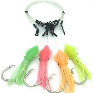 Premium Deep Drop Rig, 4 Hook Deep Drop Fishing Rig with SolidSquidz, Excellent for Grouper, Golden Tilefish, Wreckfish, Bottom Fishing Rig