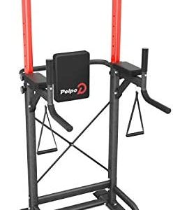 pelpo Pull up Bar Station, Multifunction Power Tower, Standing Adjustable Height Pull Up Dip Bar for Home Gym, Strength Training Dip Stands, Home Fitness Workout Equipment with Backrest Pad