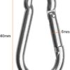15 Pack Stainless Steel 1/4 in Spring Snap Hooks M6 x 2-3/8 inch Key Carabiner Clip Heavy Duty Non Locking Carabiner Keychain Quick Links Hammocks Hooks for Camping Hiking Swing Pet Leash - Image 2