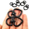 YIXI-SBest 6 Pcs 3/4 inch Heart Shape Swivel Buckles Heavy Duty Metal Push Gate Swivel Lobster Clasp Keychain Clip Trigger Spring Keyring Buckle for Purse Making Accessories (Black×6pc) - Image 2