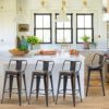 Changjie Furniture Swivel Metal Bar Stool Kitchen Counter Bar Stools Set of 4 (Swivel 30 inch, Distressed Gold Wooden) - Image 2