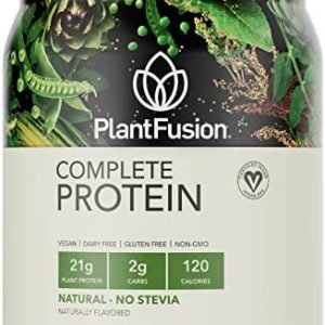 PlantFusion Complete Vegan Protein Powder - Plant Based Protein Powder With BCAAs, Digestive Enzymes and Pea Protein - Keto, Gluten Free, Non-Dairy, No Sugar, Non-GMO - Natural-No Stevia 0.93 lb
