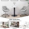 Giantex Velvet Leisure Armchair, Height-Adjustable Home Office Swivel Chair w/Rolling Casters, Ergonomic Mid Back Accent Chair w/Upholstered Seat & Tufted Surface for Bedroom, Vanity, Study (Grey) - Image 4