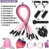 18Pcs Resistance Bands Set for Women, 5 Stackable Exercise Bands with Handles, 5 Resistance Loop Bands, Jump Rope, Figure 8 Resistance Band, Carry Bag, Ideal for Home, Gym Fitness, Yoga, Full Body Workout - Image 2