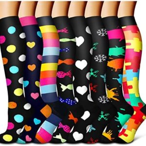 Compression Socks For Women& Men circulation(8 Pairs),Socks-Best for Running,Sports,Hiking,Flight travel,Pregnancy