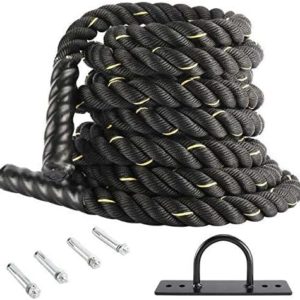 XMSound Battle Rope 1.5" Battle Exercise Training Rope 30ft/40fT Length Workout for Strength Training Home Gym Outdoor Cardio Workout, Anchor Included