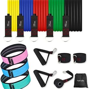 TheFitLife Resistance Exercise Bands Set (110lbs) with Handles+ TheFitLife Workout Booty Bands Set for Home Gym, Stretching