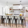 Changjie Furniture Swivel Metal Bar Stool Kitchen Counter Bar Stools Set of 4 (Swivel 30 inch, Distressed Gold Wooden) - Image 4