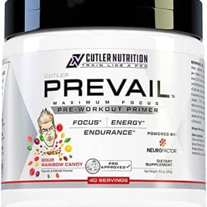Prevail Pre Workout Powder with Nootropics: Pre-Workout Drink for Men and Women, Cutting Edge Energy and Focus Supplement with L Citrulline, Alpha GPC, L Tyrosine | Sour Rainbow Candy, 40 Scoops