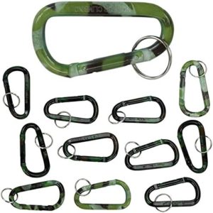Harrier Hardware D-Clip Carabiner Keychains, Camo Pattern, 12-Pack