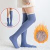 Comfortable Socks Women's Fuzzy Thigh-High Stockings Winter Warm Over Knee Over Knee High Long Socks Fluffy Fleece (Blue, One Size) - Image 2