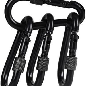 BEWISHOME 4 Pack Carabiner Hooks Hammock Locking Solid Metal D Clips with Heavy Duty 500LBS Screw Gate Hammock Locking,Quick Link for Outdoor Camping Hiking Traveling Backpacking Black & Silver