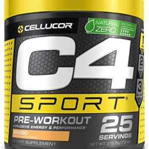 C4 Sport Pre Workout Powder - Pre Workout Energy with 3g Creatine Monohydrate + 135mg Caffeine and Beta-Alanine Performance Blend - NSF Certified for Sport | 25 Servings