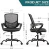 Office Chair, Desk Chair Mid Back Computer Chair Ergonomic Office Chair Mesh Computer Desk Chair with Lumbar Support Armrest, Executive Height Adjustable Swivel Task Chair for Women Adults - Image 9