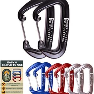 Hiker Hunger Heavy Duty Caribeaner Clip - D Rings Caribeener Clip - Large Carribener Clip Heavy Duty Hammock Carabiner Clips, Carabiner Clip for Keys or Carabiner Keychain - Black