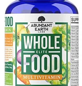 ABUNDANT EARTH LABS Whole Food Multivitamin for Women, Daily Multi Vitamins Supplements for Men/Mens Multivitamins + B Complex, Probiotic Multi Enzyme, Omegas for Organic Energy, Mood, Digestion 90ct