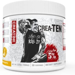 Rich Piana 5% Nutrition CreaTEN Multi Creatine Blend | Flavored Creatine Powder for Muscle Gain | Max Power, Strength, Endurance, & Recovery | 30 Servings (Mango Pineapple)