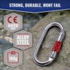 25kn Climbing Carabiner Clip - Heavy Duty O-Shape Steel Locking Caribeaner - UIAA / CE Certified Rock Climbing Gear - Strong Large Locking Oval Caribeener for Mountain Climbing - Image 4