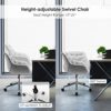 Giantex Velvet Leisure Armchair, Height-Adjustable Home Office Swivel Chair w/Rolling Casters, Ergonomic Mid Back Accent Chair w/Upholstered Seat & Tufted Surface for Bedroom, Vanity, Study (Grey) - Image 6