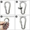 YCLOVE 4 PCS 3" Carabiner Hooks Clips Hammock Locking Carabiner Heavy Duty 500LBS Screw Spring-Loaded Gate Snap Gear Clip Utility Hooks Backpack Hanging Buckle for Camping Hiking Fishing Sliver Color - Image 7
