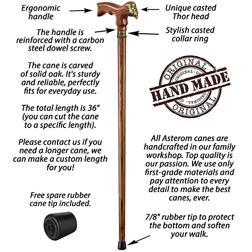 Handmade Viking Walking Cane for Men Fashionable - Cool Stylish Men's Cane - Fancy Wooden Walking Stick (Caramel) - Image 3