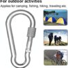 YCLOVE 4 PCS 3" Carabiner Hooks Clips Hammock Locking Carabiner Heavy Duty 500LBS Screw Spring-Loaded Gate Snap Gear Clip Utility Hooks Backpack Hanging Buckle for Camping Hiking Fishing Sliver Color - Image 3
