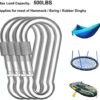 YCLOVE 4 PCS 3" Carabiner Hooks Clips Hammock Locking Carabiner Heavy Duty 500LBS Screw Spring-Loaded Gate Snap Gear Clip Utility Hooks Backpack Hanging Buckle for Camping Hiking Fishing Sliver Color - Image 2