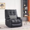 MCombo Large Power Swivel Glider Rocker Recliner Chair with Massage and Heat for Nursery and USB Ports, Cup Holders and Pockets, Faux Leather 7748 (Black, Large) - Image 2
