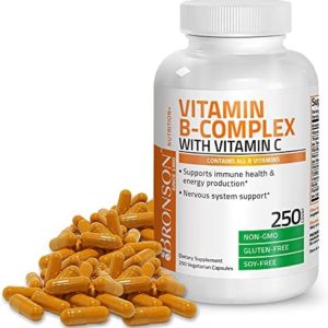 Bronson Vitamin B Complex with Vitamin C - Immune Health, Energy Support & Nervous System Support - Non-GMO, 250 Vegetarian Capsules