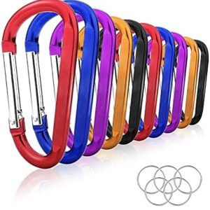 10 Pack 3'' Aluminum Spring Snap Hook Carabiner D Ring Carabiner Clip Camping Accessories Fishing Hiking Traveling and Keychain Craebuer