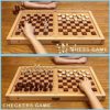 Kiditos 27.2" 7 in 1 Giant Sling Puck Game, Black Jack, Texas Hold'em, Bowling, Curling, Checkers, Chess, Ultimate Multiple Tabletop Wooden Board Game for Kids and Adults - Image 4