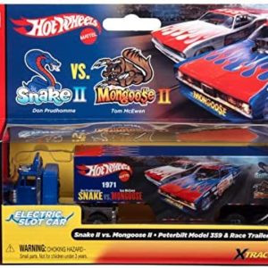 Auto World Xtraction Racing Rig Peterbilt 359 w/Trailer Snake II vs. Mongoose II (Flamethrower) HO Scale Slot Car
