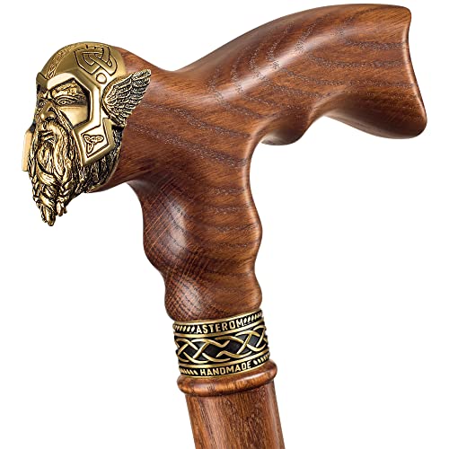 Handmade Viking Walking Cane for Men Fashionable - Cool Stylish Men's Cane - Fancy Wooden Walking Stick (Caramel) - Image 2