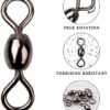 Barrel Swivels Fishing Tackle Kit, 300pcs Crane Ball Bearing Fishing Swivel with Solid Ring Black Stainless Steel Fishing line Hook Connector Fishing Gear Accessories for Saltwater Freshwater - Image 4