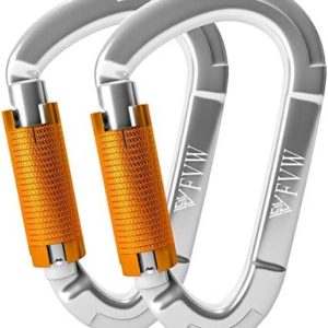 FVW Auto Locking Rock Climbing Carabiner Clips,Professional 25KN (5620 lbs) Heavy Duty Caribeaners for Rappelling Swing Rescue & Gym etc, Large Carabiners, D-Shaped