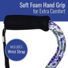 DMI Walking Cane and Walking Stick for Men and Women, Lightweight and Adjustable, FSA HSA Eligible, Supports up to 250 lbs with Ergonomic Soft Foam Offset Hand Grip and Wrist Strap, Purple Flower - Image 2
